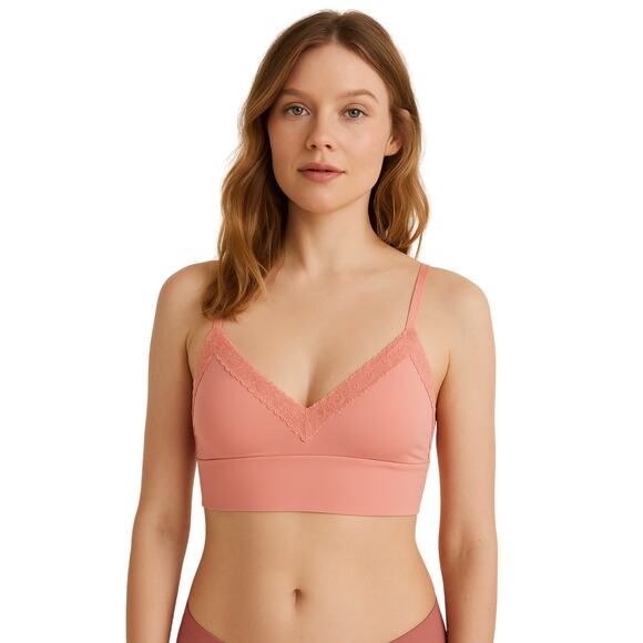aerie Other - Aerie Sunnie Triangle Bralette XL NWT Pink Lace Trim Padded Longline Adjustable